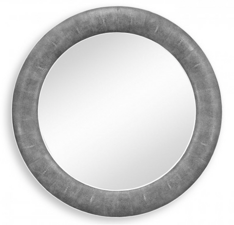 Anthracite Faux Shagreen Circular Wall Mirror