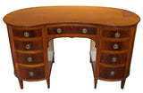 Sold - Mahogany Rosewood banded Kidney shaped desk or Dressing Table (England, 1890). SALE PRICE: