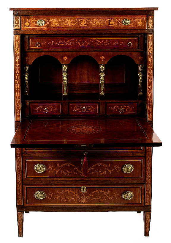 x SOLD : Antique French Rosewood Inlaid Escritoire