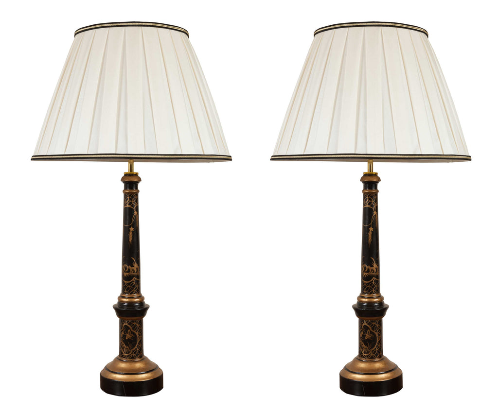 x SOLD : Pair of Modern Chinoiserie Style Table Lamps