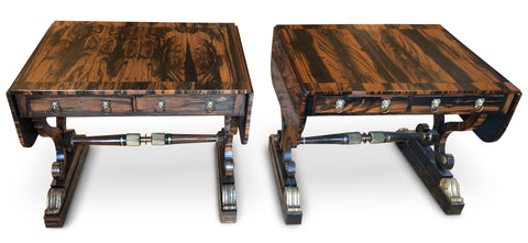 Sofa Tables , Superb Pair of Regency Calamander Wood Tables Circa 1810.