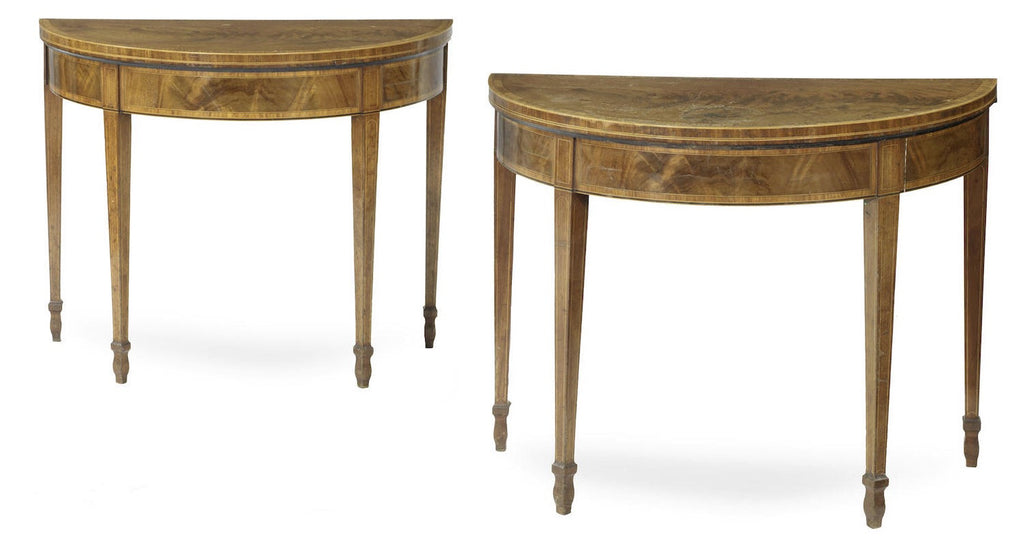 x SOLD : Pair of Antique Georgian Demi Lune Card Tables