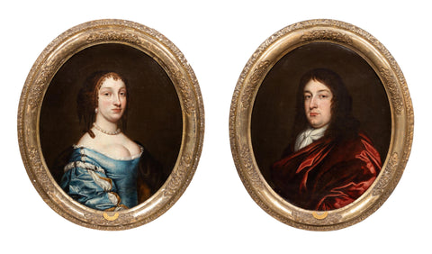 Oil Paintings, Portraits Circle of Peter Lely (1618 – 1680) Pair.