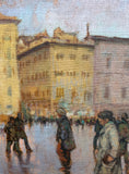 Oil painting by Ken Moroney, Italian city scene. (1949-2020)