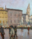 Oil painting by Ken Moroney, Italian city scene. (1949-2020)