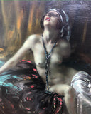 Oil painting, Nude by Arnulf De Bouche circa 1920.