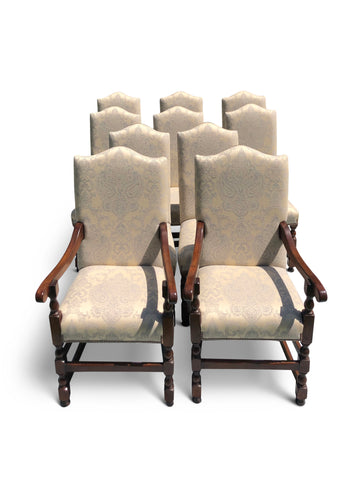 Dining Chairs, Upholstered in Damask Fabric, (10)