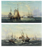 Oil Painting, Seascapes by William Calcott Knell (1830-1876) Pair.