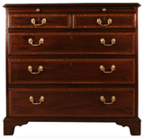 antique mahogany and satinwood chest of three long drawers with two small above