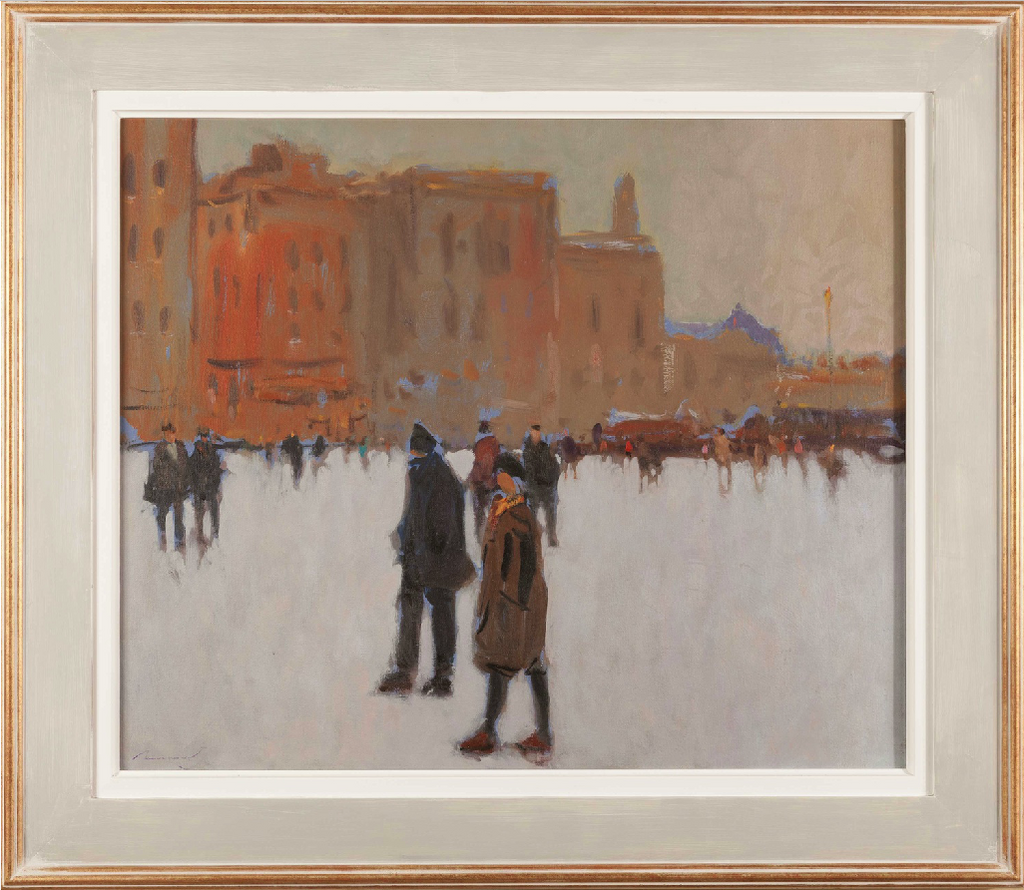 Oil on Canvas; View of Piazza della Signoria in Florence by Ken Moroney (British 1949- )