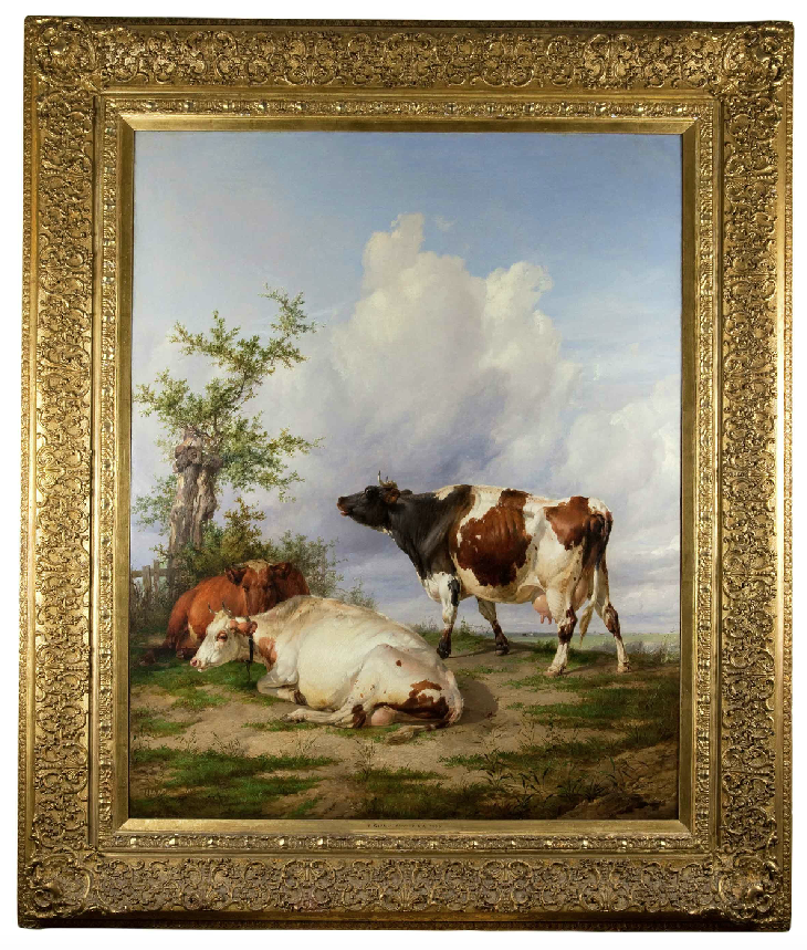 x SOLD : Oil on Canvas by Thomas Sidney Cooper, Cows in Canterbury Landscape