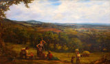 Large 19th Century Landscape 'Harvesting' by Linnell. (England, c. 1877)